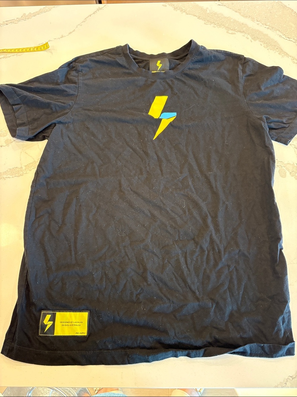 Men's Black Graphic Lightning Bolt T‑Shirt  pwr supply-YouTuber